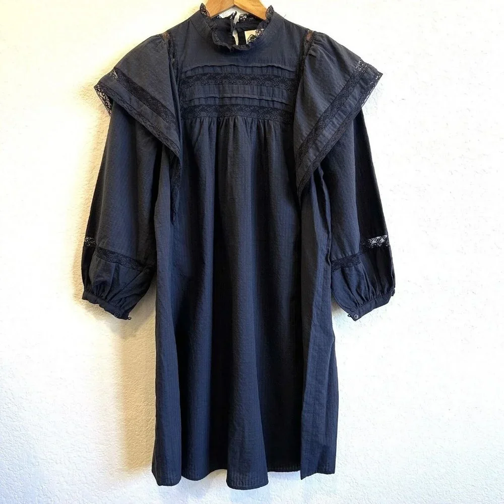 $150 Anthropologie Maeve fleetwood Tunic dress navy blue size 6 - Picture 4 of 6